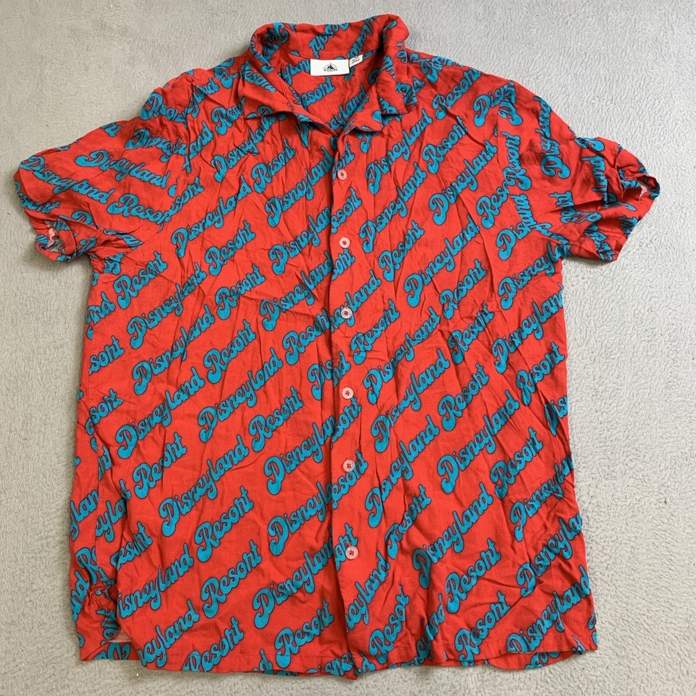 Disney Parks Shirt Mens M Walt Disney World Red & Blue Resort Button Up